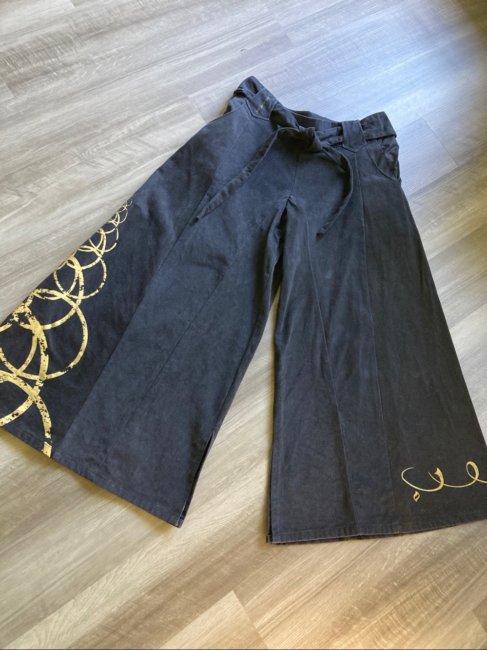 RARE Vintage Banyan Gallagher Wide Leg Yoga Pants Burning Man Unisex Baggy sz L - Picture 3 of 15